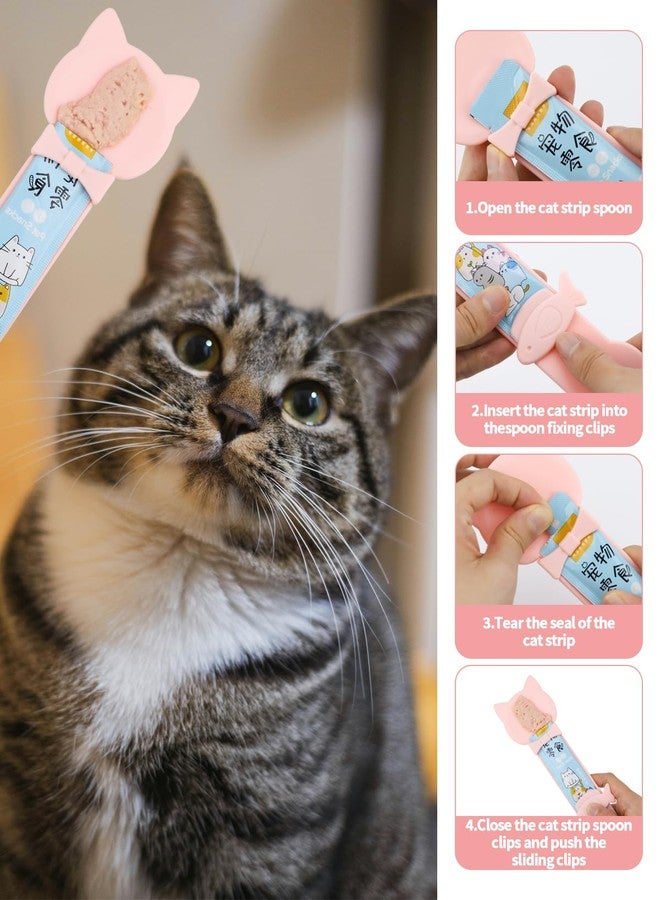 Aecsze 5 PCS Cat Food Can Covers Lids Set, Silicone Pet Food Can Lids with Multi-Function Cat Food Spoon and Opener, Cat Bar Squeezer, Stainless Steel Wet Food Spoon for Cats and Dogs (Pink) - Image 5